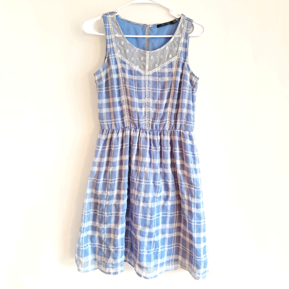 Doe & Rae Blue Plaid Spring Summer Sundress